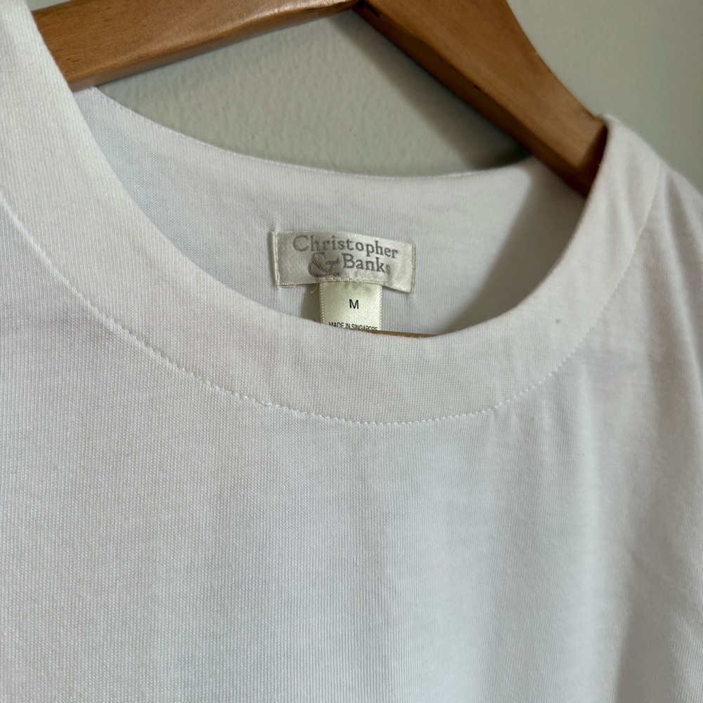 Christopher & Banks White Tank Top with Floral Embroidery - Picture 5 of 11